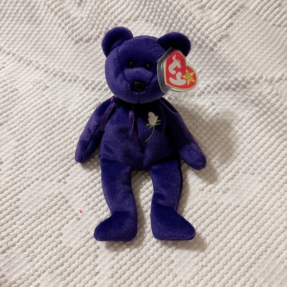 TY beanie baby Cuddly Purple Stuffed Animal Teddy Bear